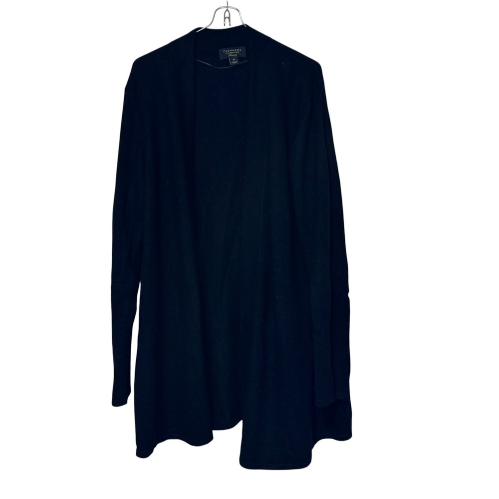 Charter Club Womens Sweater Cashmere Cardigan Luxury Open Long Sleeve Black XL